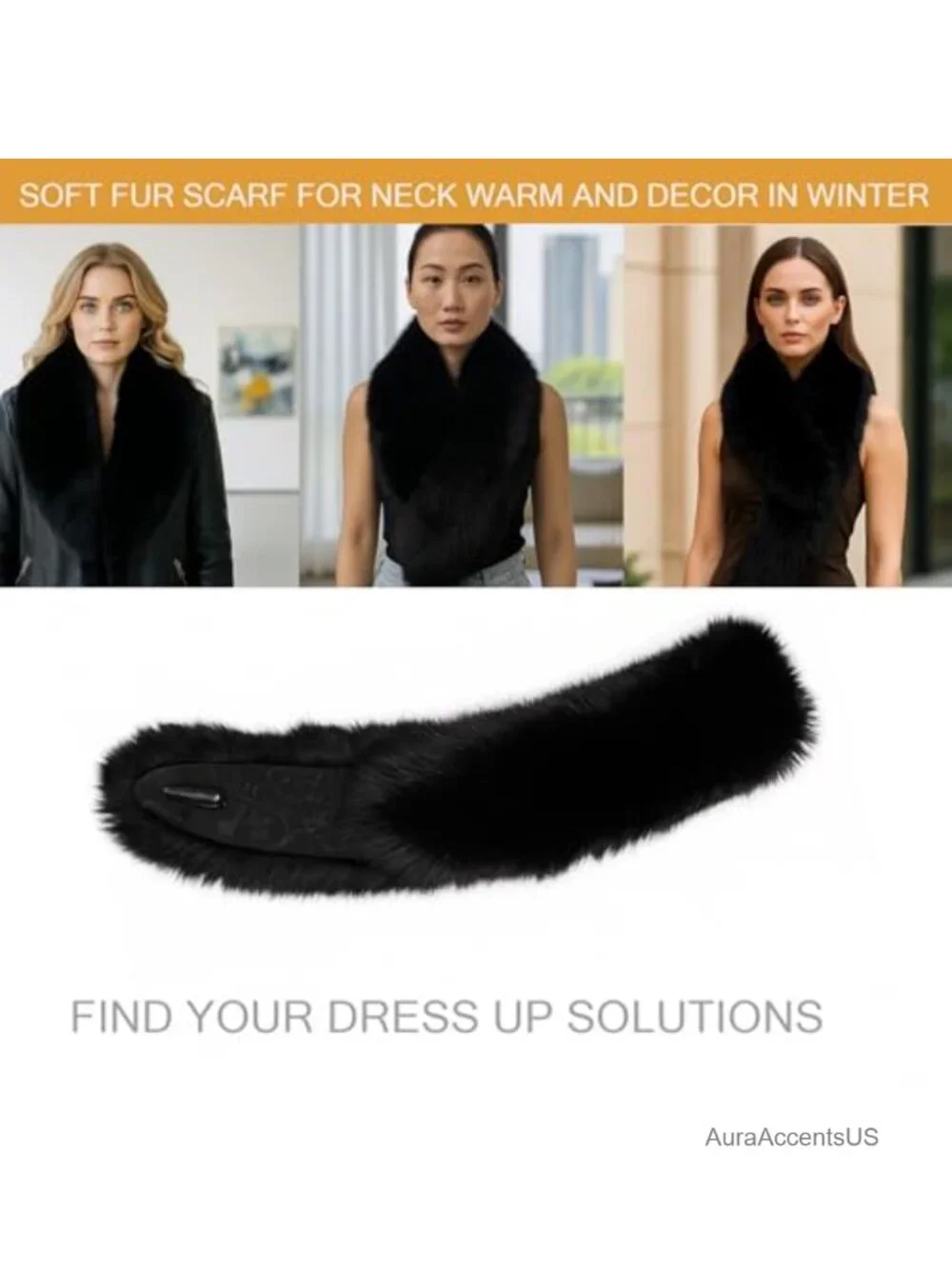 Faux Fur Collar Scarf Stole Winter Neck Warmer Fluffy Wrap Shawl